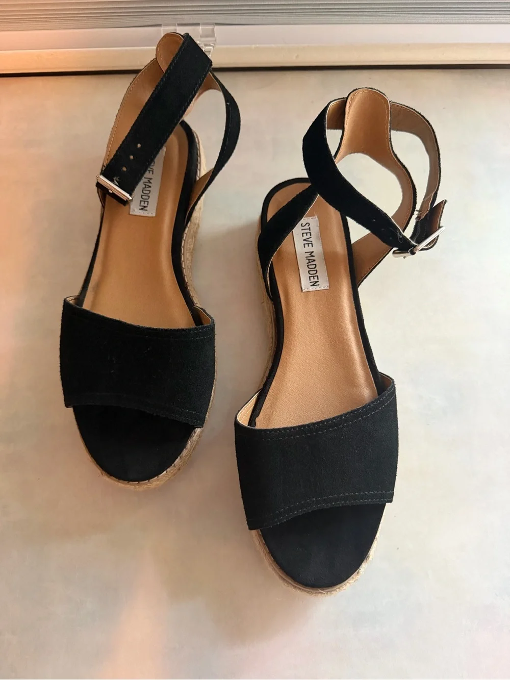NWOT Steve Madden Gabi Black Espadrille Platform Sandals
